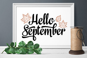 Hello September Lettering Svg