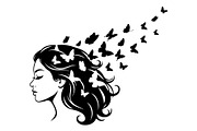 Woman Butterfly Hair Silhouette, an Object Illustration by yasushie (Thumbnail 25 of 31)