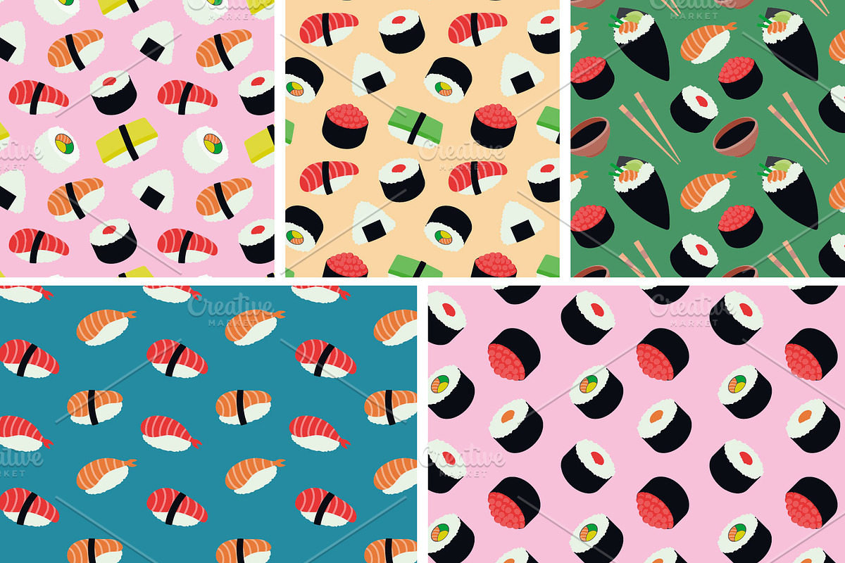 Sushi Seamless Pattern, a Pattern Graphic by Abstracto-Create (Photo 6 of 7)