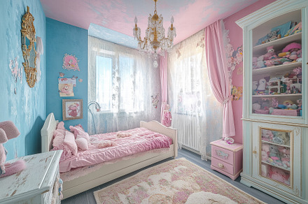 A charming Shabby Chic interior design style children's bedroom featuring a pas, an Arts & Entertainment Photo by Textures & Backgrounds