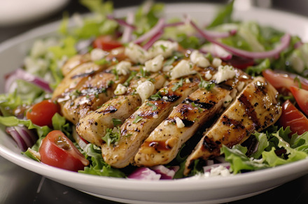 A white plate filled with grilled ch, a Photo by Iftikhar Alam