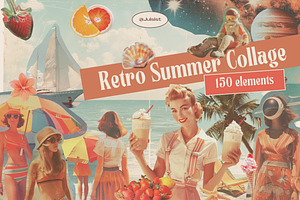 Retro Summer Collage Elements