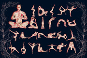50 yoga poses with flower pattern, a Healthcare Illustration by Ellis Art (Thumbnail 6 of 7)