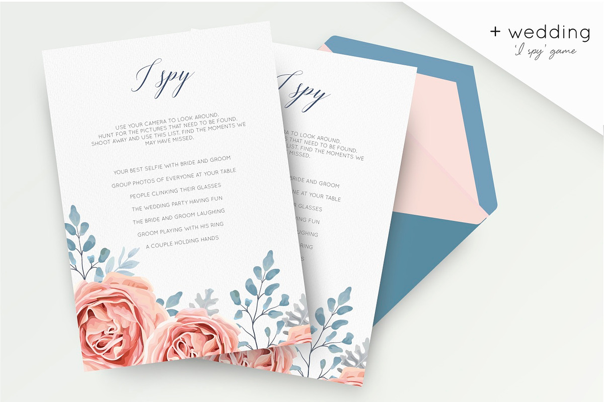 Wedding suite - Dusty blue & rosy, an Invitation Template by Alewiena (Photo 4 of 5)