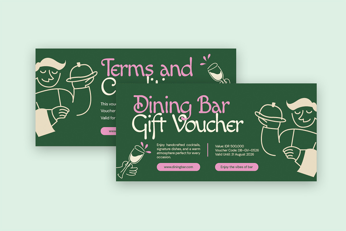 Dining Bar Gift Voucher, a Card Template by StreaksideStd (Photo 2 of 2)
