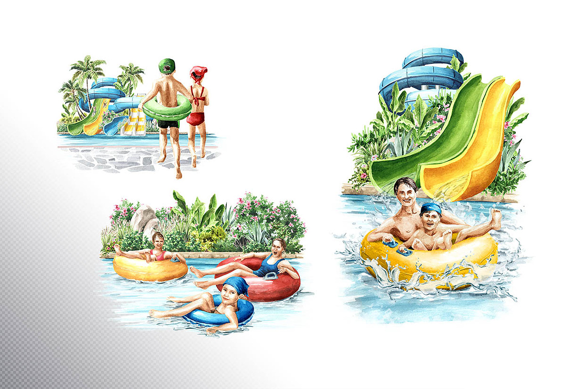 Water Park. Watercolor collection, a Person Illustration by Daria Ustiugova (Photo 3 of 14)