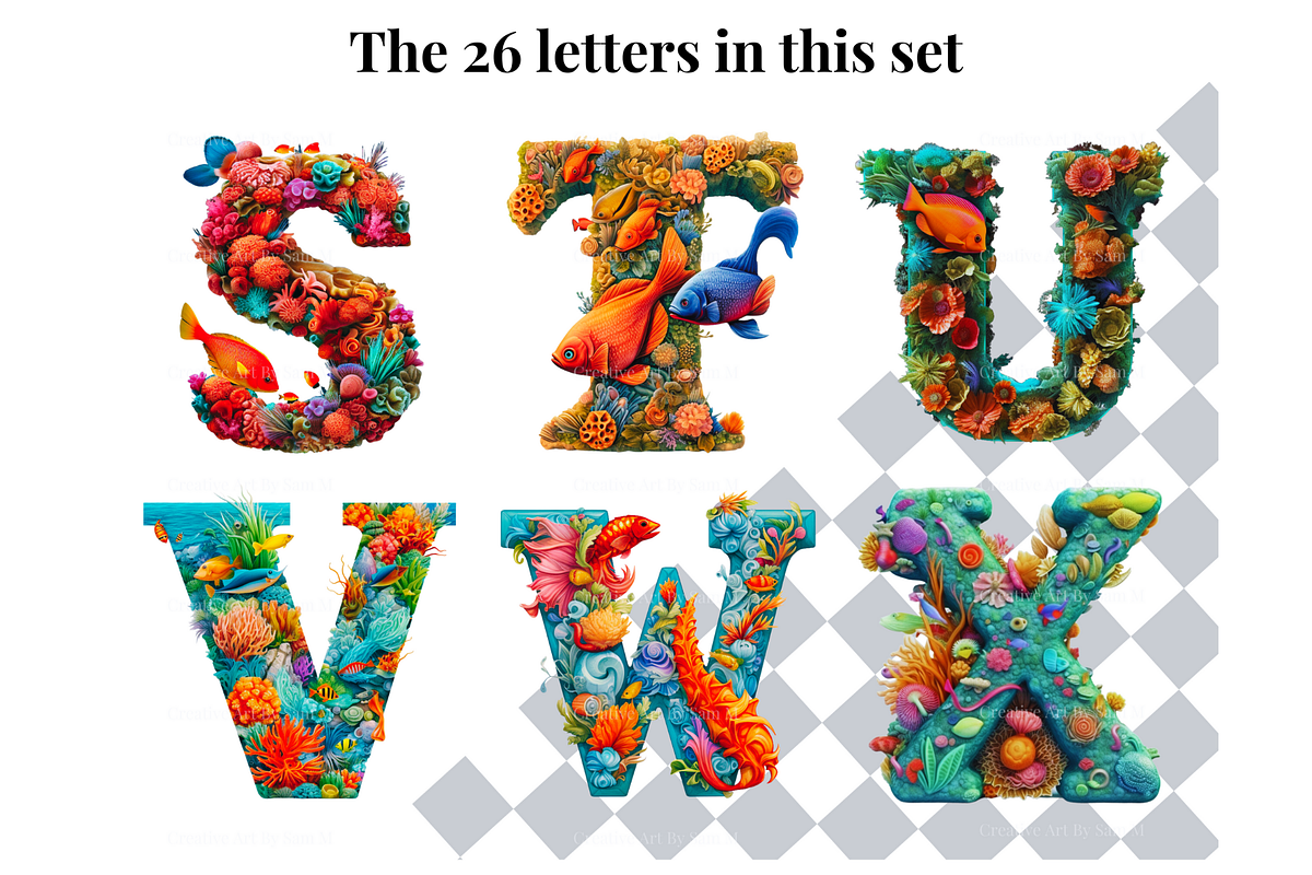 Under The Sea Alphabet Letters, a Decorative Illustration by Creative Art By SamM (Photo 6 of 10)
