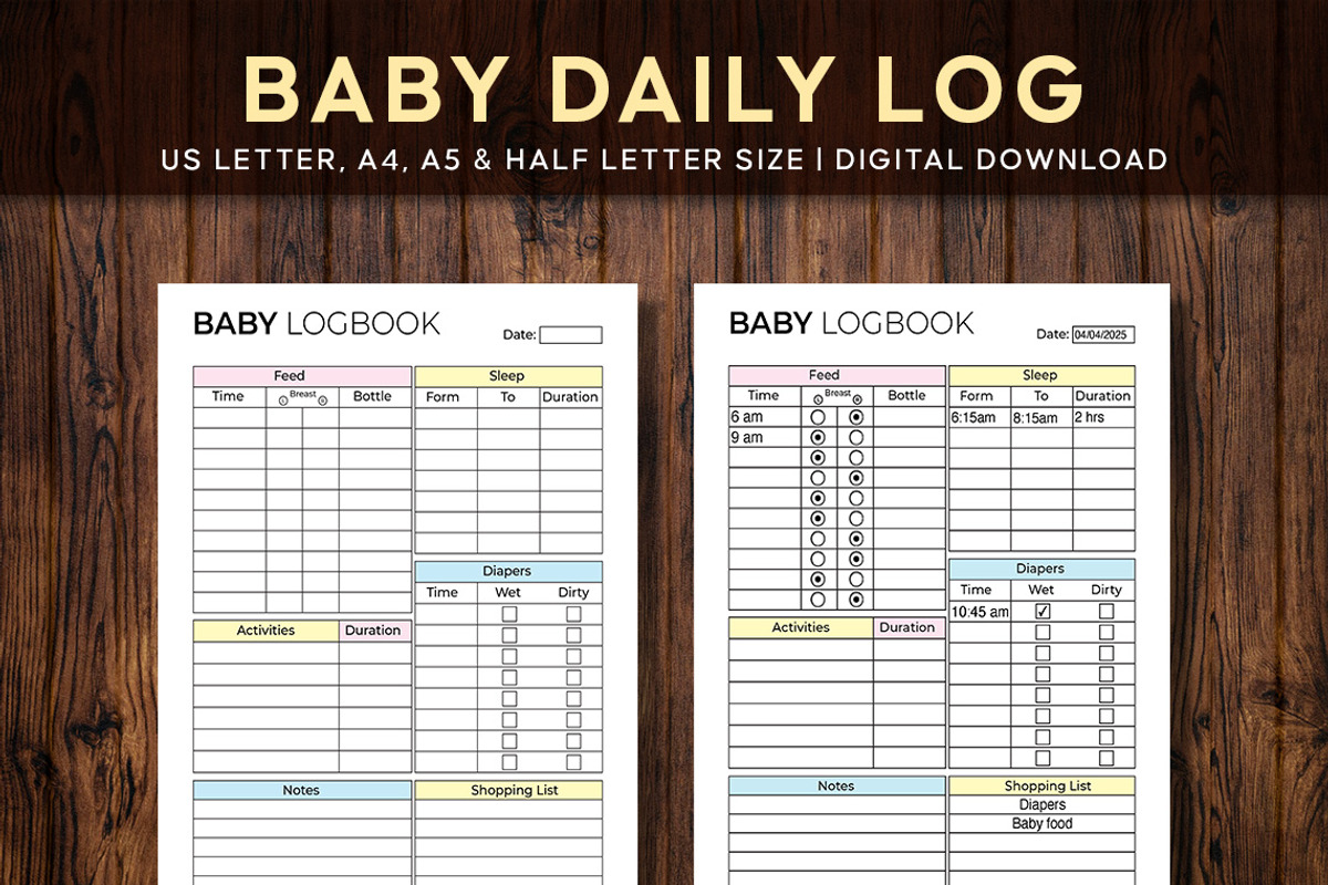 Editable Baby Daily Log | Baby Care, a Print Template by Graphicsnext (Photo 1 of 7)