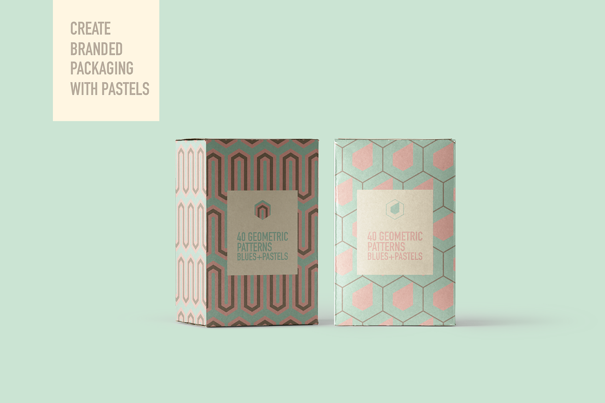40 Geometric Patterns Blues+Pastels, a Pattern Graphic by Suphansa (Photo 2 of 12)