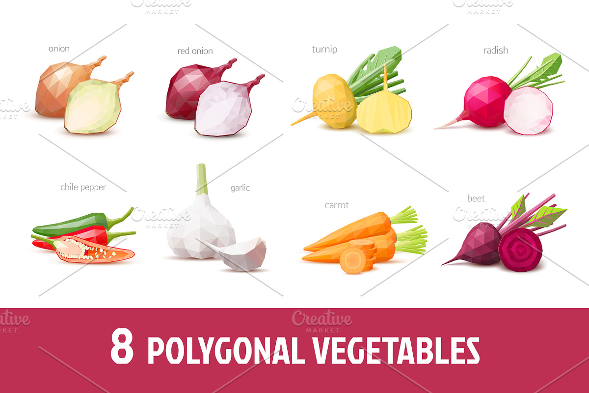 Polygonal vegetables, a Food Illustration by samarka
