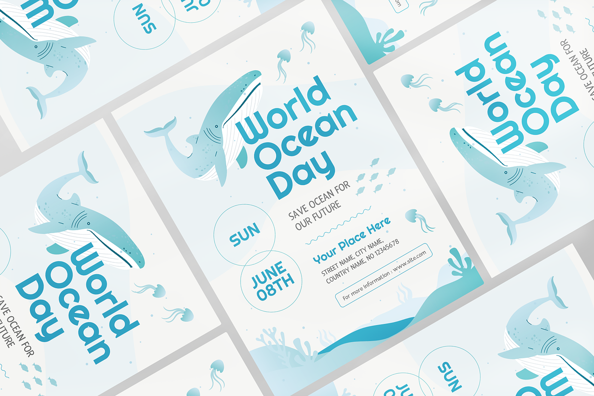 Whale World Ocean Day Flyer, a Flyer Template by Annora Studio (Photo 3 of 5)