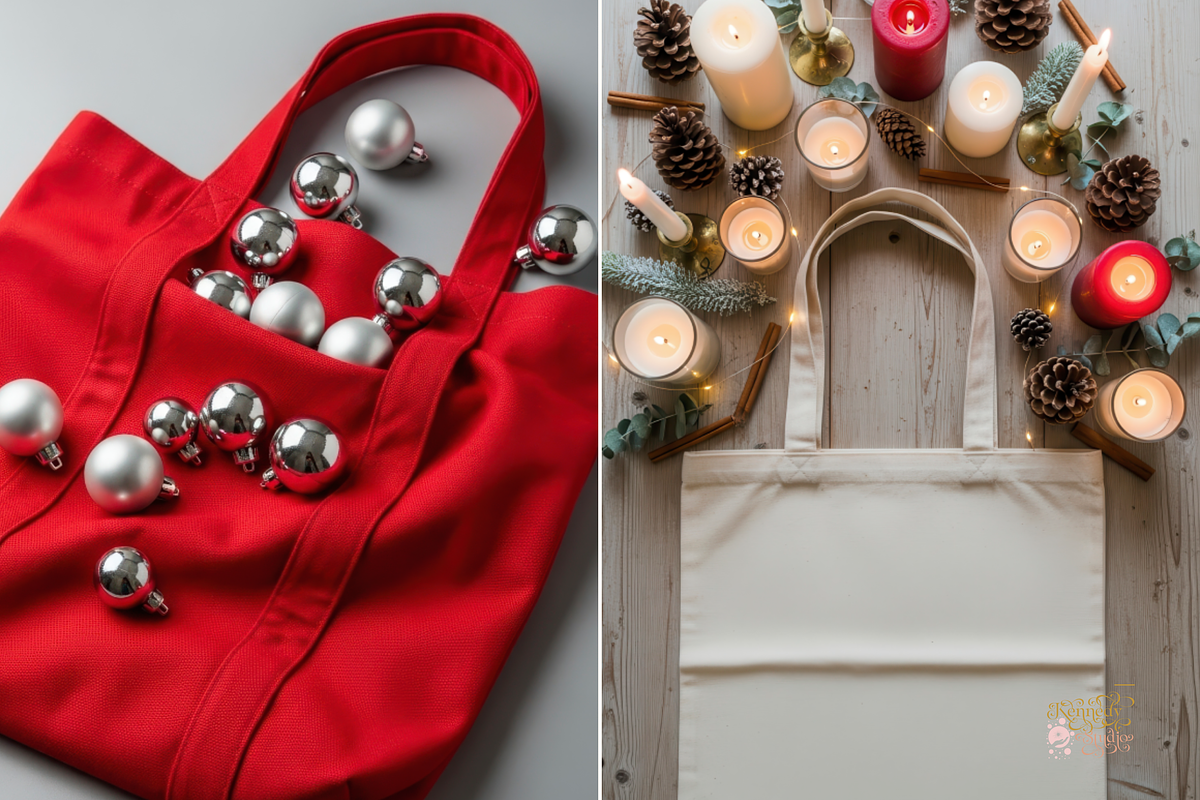 Christmas Tote Bag - Bundle 100 JPG, a Household Mockup by KennedyStudio (Photo 5 of 16)