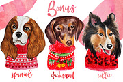 Christmas Watercolor Dogs 2019, an Animal Illustration by Miracles Everywhere (Thumbnail 7 of 7)