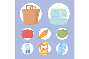 icon food and bags, a Food Illustration by studiogstock