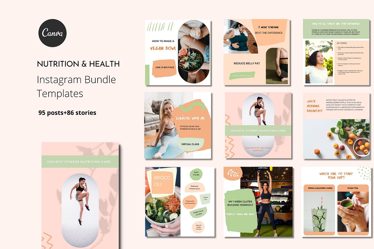 Nutrition Instagram Templates Health, a Social Media Template by Deepa Template Studio (Photo 2 of 12)