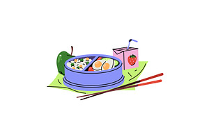 Vector lunchbox with healthy meal, a Food Illustration by Elegant Solution