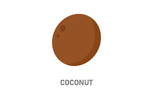 Coconut tropical fruit icon. Brown, a Food Illustration by GraphiShop
