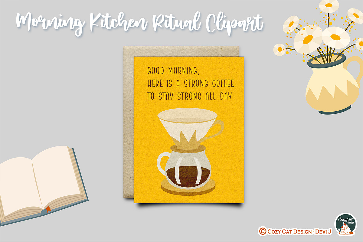 Morning Kitchen Ritual Clipart, an Object Illustration by Cozy Cat Design (Photo 3 of 3)