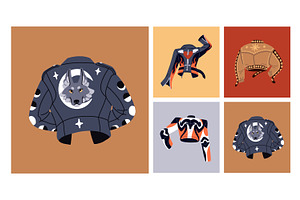 Leather jackets, motorcycle gear set