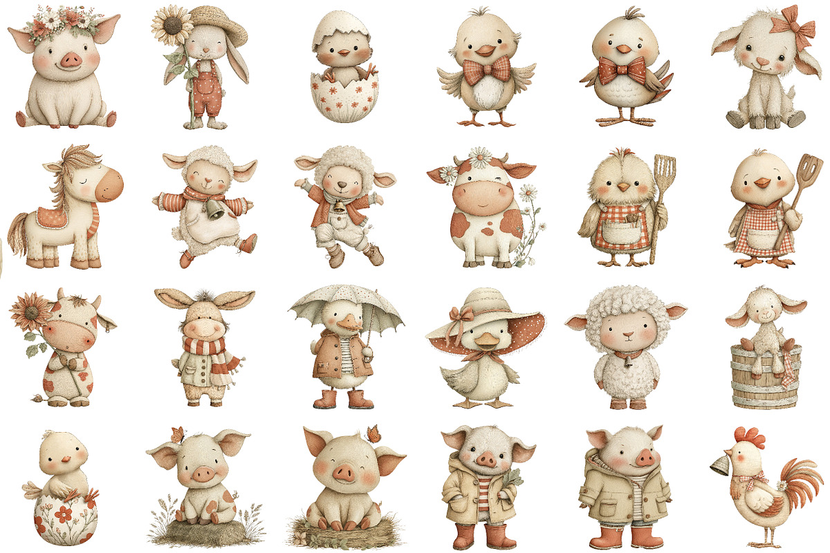 Whimsical Farm Animal Clipart Bundle, an Illustration by Sublimation Artist (Photo 2 of 6)