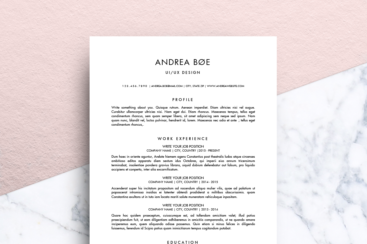 Minimalist Resume (MS Word) | Andrea, a Resume Template by Priiiiiiiiiiiiiint ! (Photo 1 of 2)