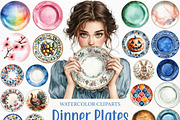 Dinner Plates Clipart, an Illustration by Craft Nest (Thumbnail 1 of 6)
