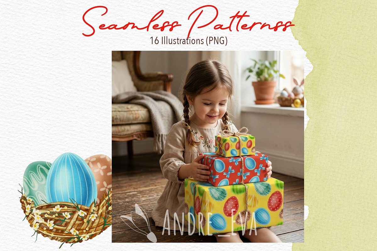 Watercolor Happy Easter Clipart, a Seasonal Illustration by Andre_Eva (Photo 12 of 12)