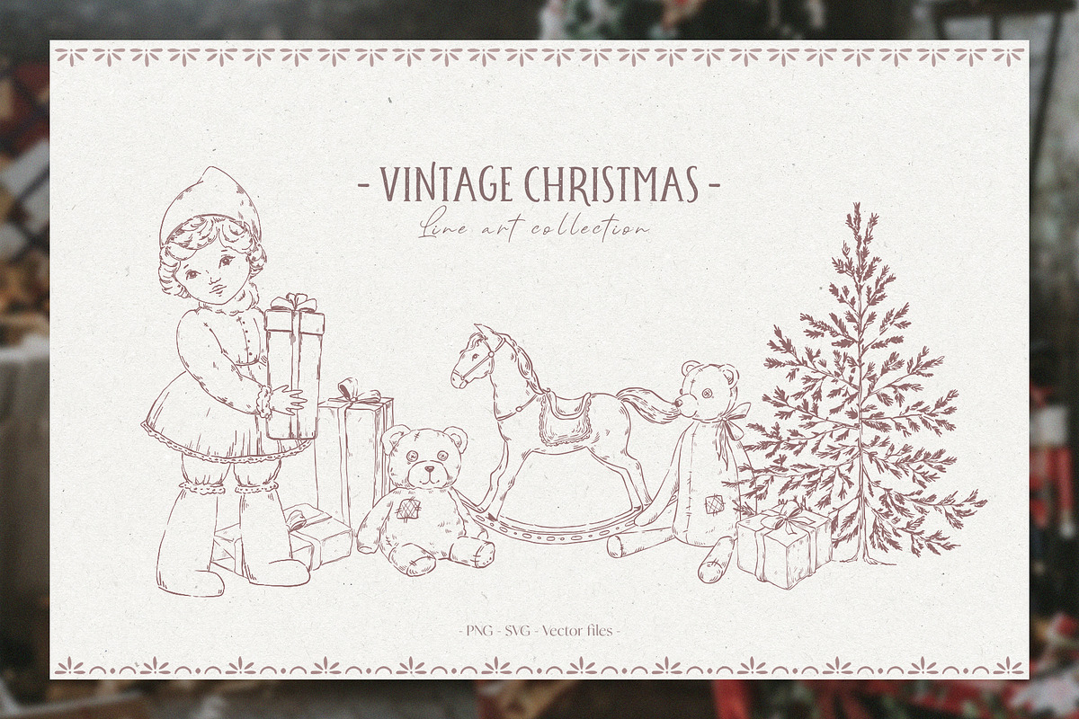 Vintage Christmas Line art winter, a Decorative Illustration by Kreker Kate (Photo 1 of 10)