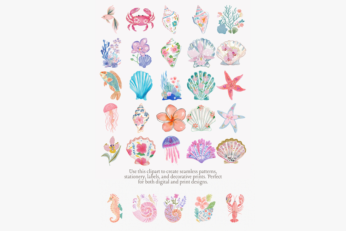 coastal watercolor clipart bundle, a Decorative Illustration by Patishop Art (Photo 11 of 11)