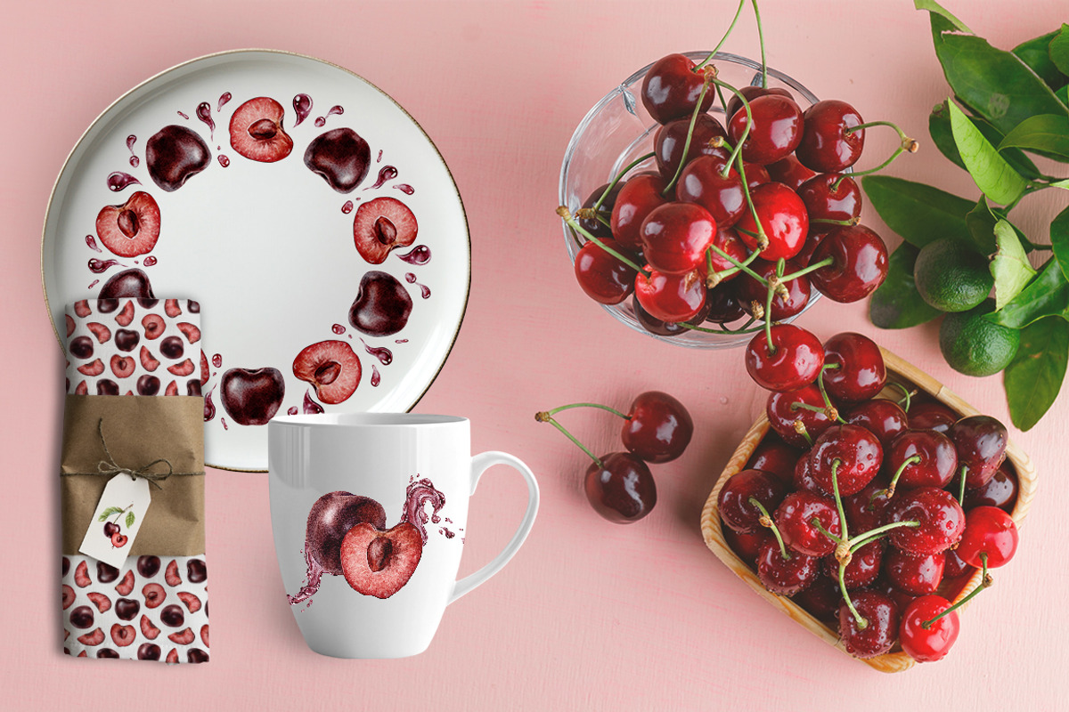 Cherry Watercolor Illustrations, a Food Illustration by Fedulova Art (Photo 11 of 13)