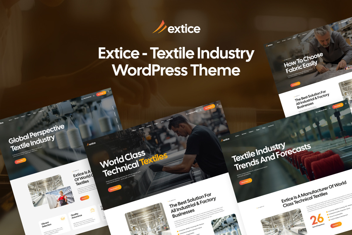 Extice - Textile Industry WordPress, a WordPress Template by Opal Wordpress Theme (Photo 1 of 8)
