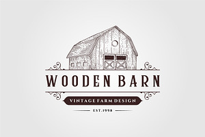 Wooden Barn Logo Vintage