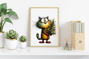 Watercolor Christmas Cats Clipart, an Illustration by Canvas Craft (Thumbnail 5 of 7)