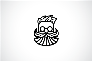 Bearded Man Barber Shop Logo