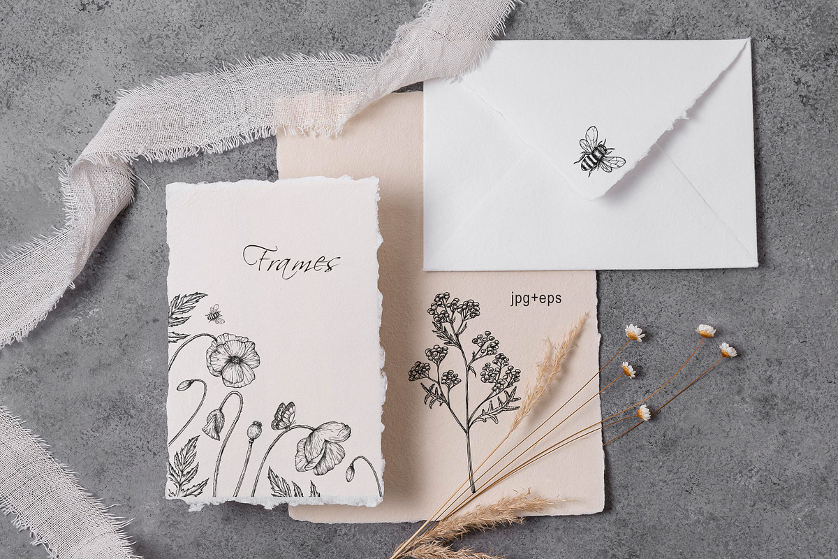 WILDFLOWERS Hand-drawn Line Art, a Seasonal Illustration by Navenzeles (Photo 5 of 13)