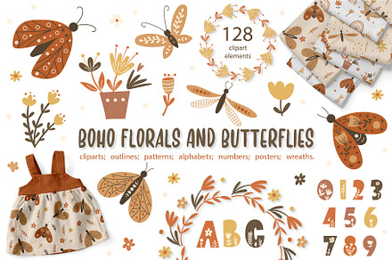 Boho Florals and Butterflies Bundle