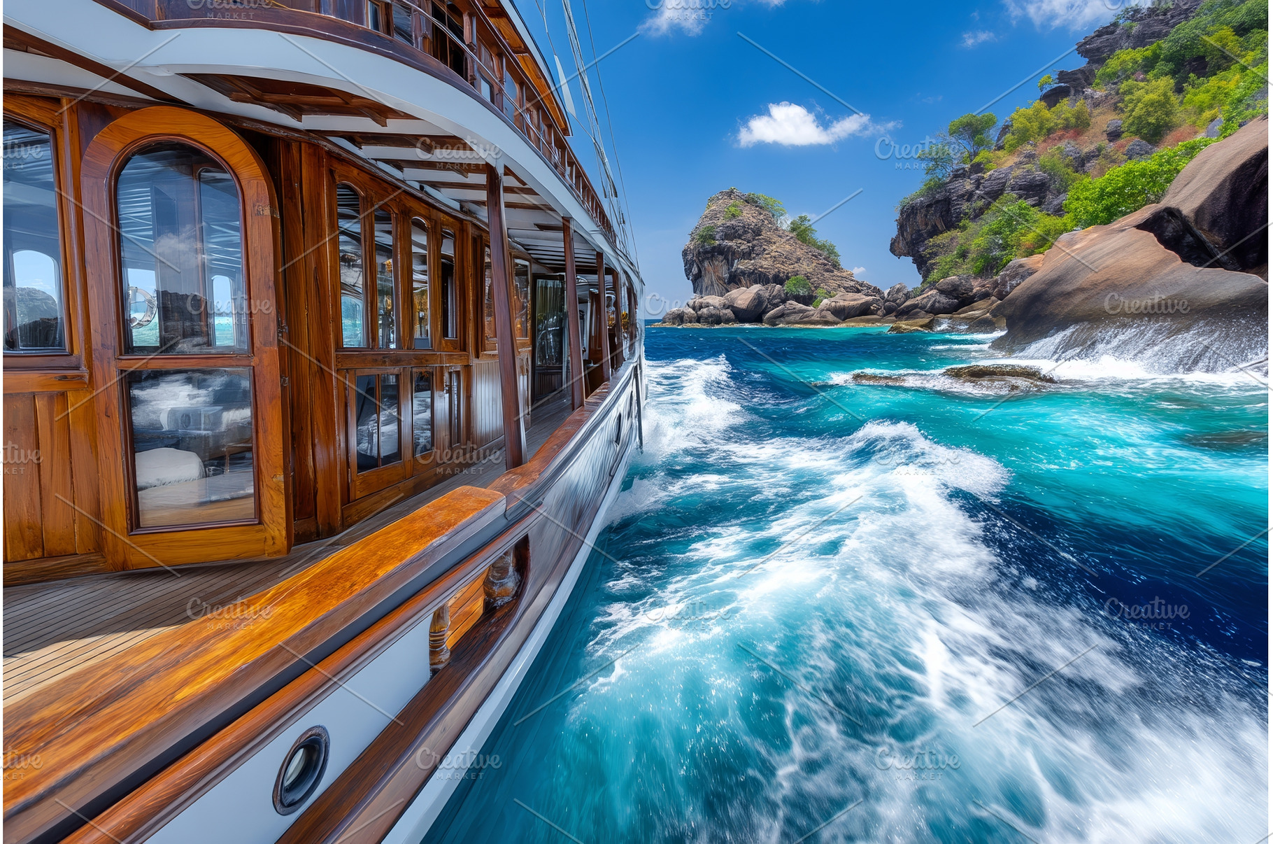 A luxurious yacht navigates through, a Nature Photo by ZinetroN