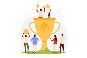 Victory, teamwork goal achievement, a Person Illustration by Flashvector
