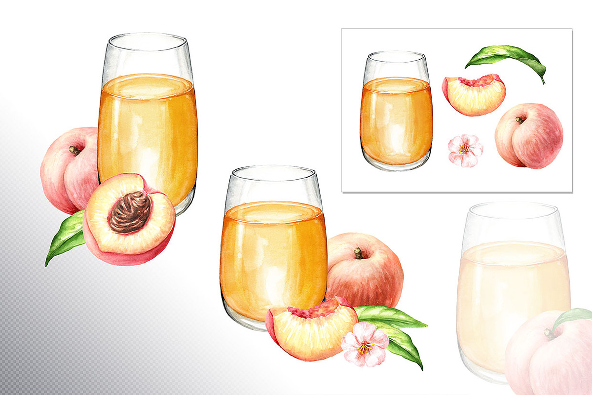 Ripe Peaches. Watercolor set, a Food Illustration by Daria Ustiugova (Photo 17 of 23)