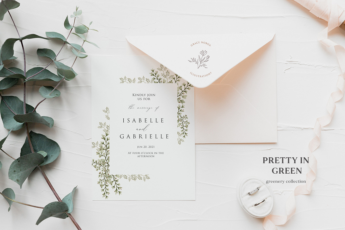 Watercolor greenery foliage set, an Illustration by Grace Noboa Illustrations (Photo 7 of 9)