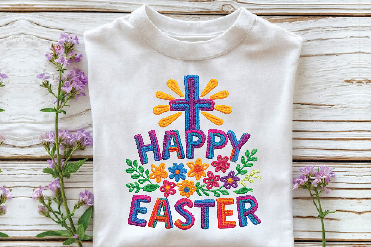 Happy Easter Embroidered Patch Png, an Illustration by DreamPrint404 (Photo 5 of 7)