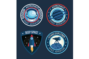 Four Space Retro Stickers