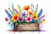 Wildflowers In Wooden Box Clipart Ki, an Illustration by hafijul (Thumbnail 13 of 14)