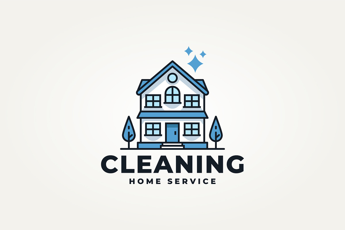 home cleaning service flat logo, a Branding & Logo Template by Blazybone (Photo 1 of 2)