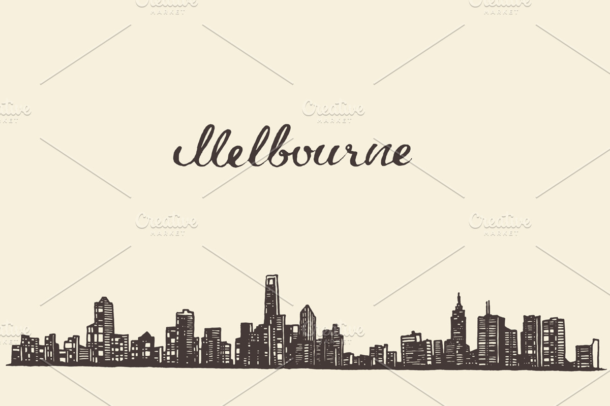 Melbourne skyline (Australia), an Illustration by TheMountBirdStudio