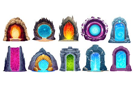 Fantasy game magic portals, an Object Illustration by Vector Tradition