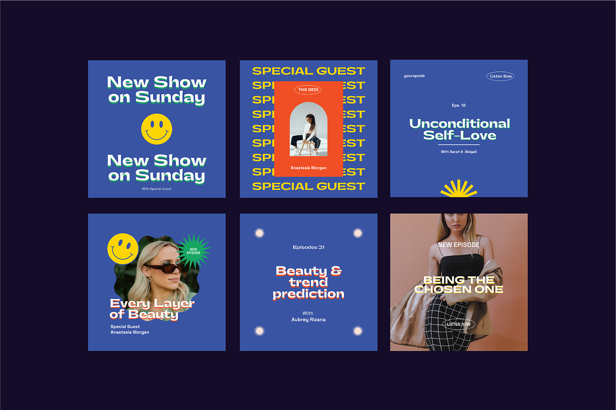 Retro Podcast Instagram Templates, a Social Media Template by Nurrehmet Studio (Photo 12 of 12)