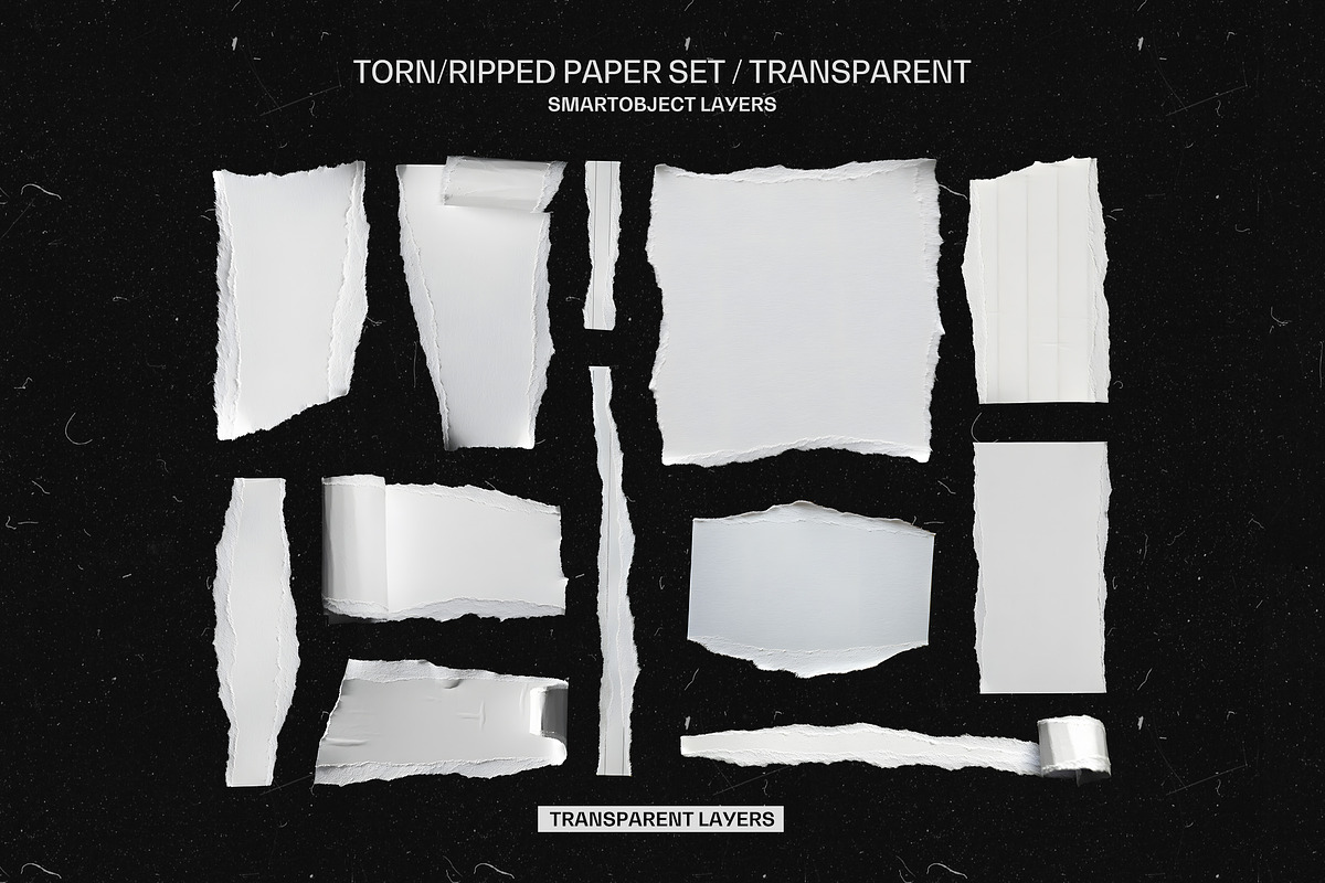 Ripped Torn Paper Set PNG, a Texture Graphic by iHemalaya