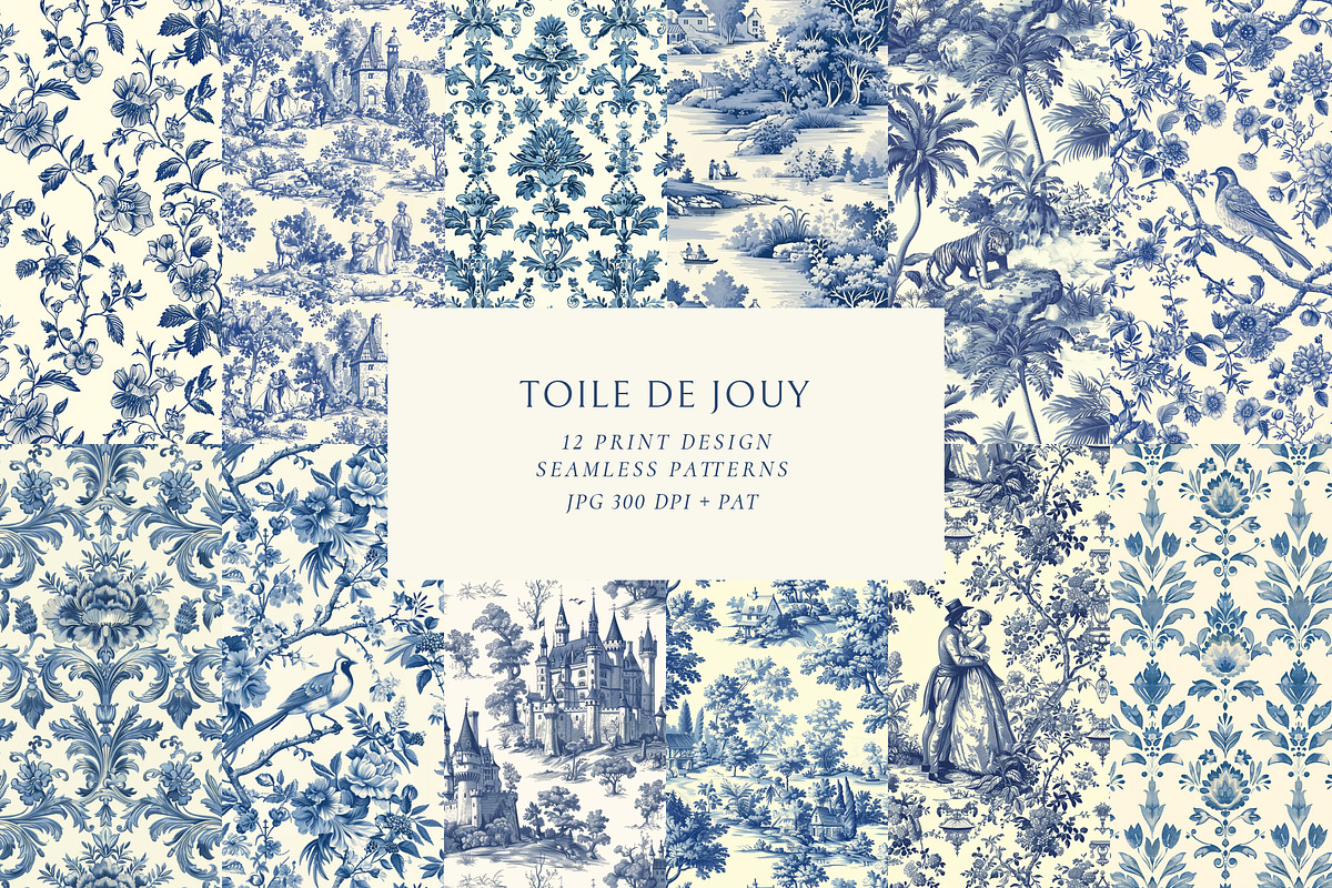 Toile de Jouy Print Design Patterns, a Pattern Graphic by Olya Creative (Photo 1 of 24)