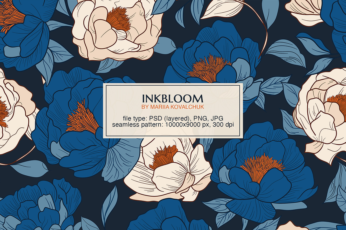 Inkbloom Moody Floral Pattern, a Pattern Graphic by Mariia Kovalchuk (Photo 2 of 12)